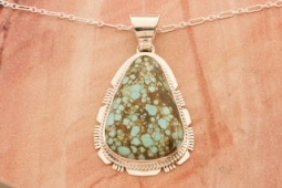 Native American Jewelry Genuine Number 8 Mine Turquoise Pendant